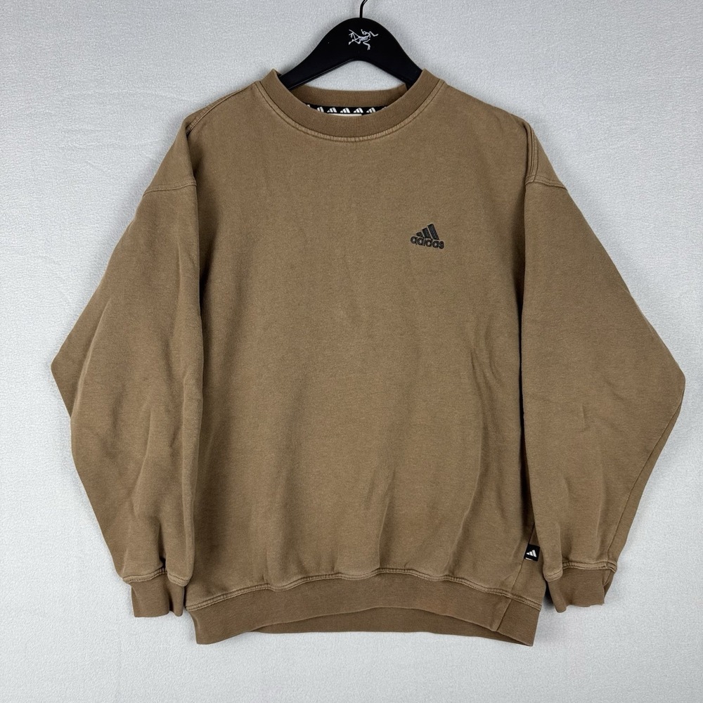 Vintage Adidas Logo Brown Crewneck Sweatshirt Mens Size Large 90s Casual Retro